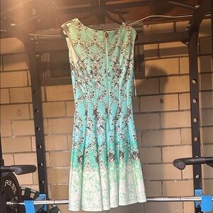 Danny & Nicole Aqua and Cream Floral Midi Dress